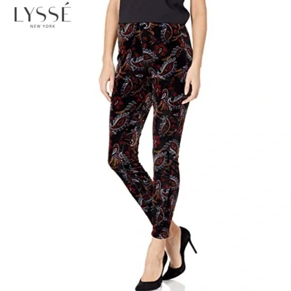EUC Lyssé Mara Velvet Paisley Velour Legging Size Large
